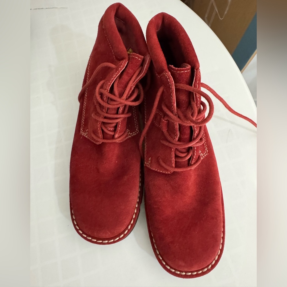 Cole Haan Red Suede Ankle Boots